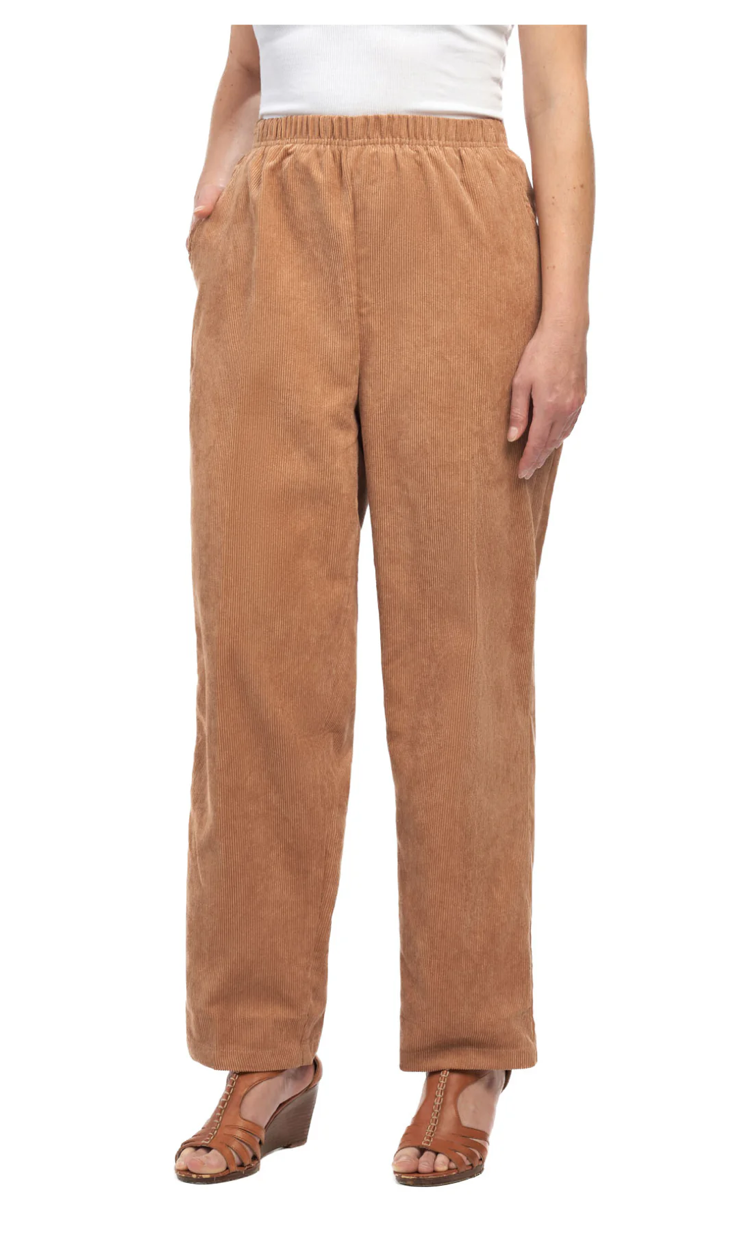 Womens Pull On Fine Wale Corduroy Pants with soft-covered elastic waist - Image 6