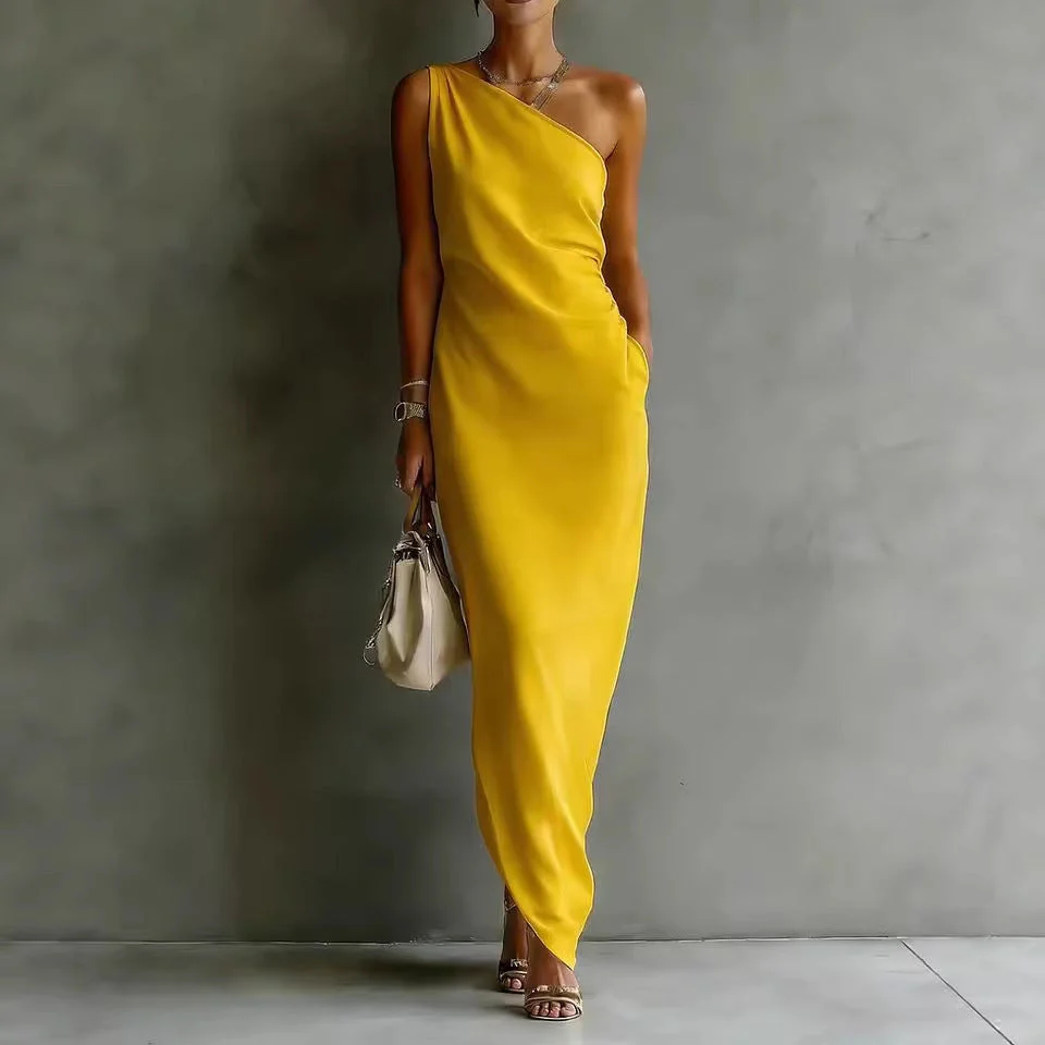Women's Satin Off-Shoulder Slim-Fit Maxi Dress - Image 8