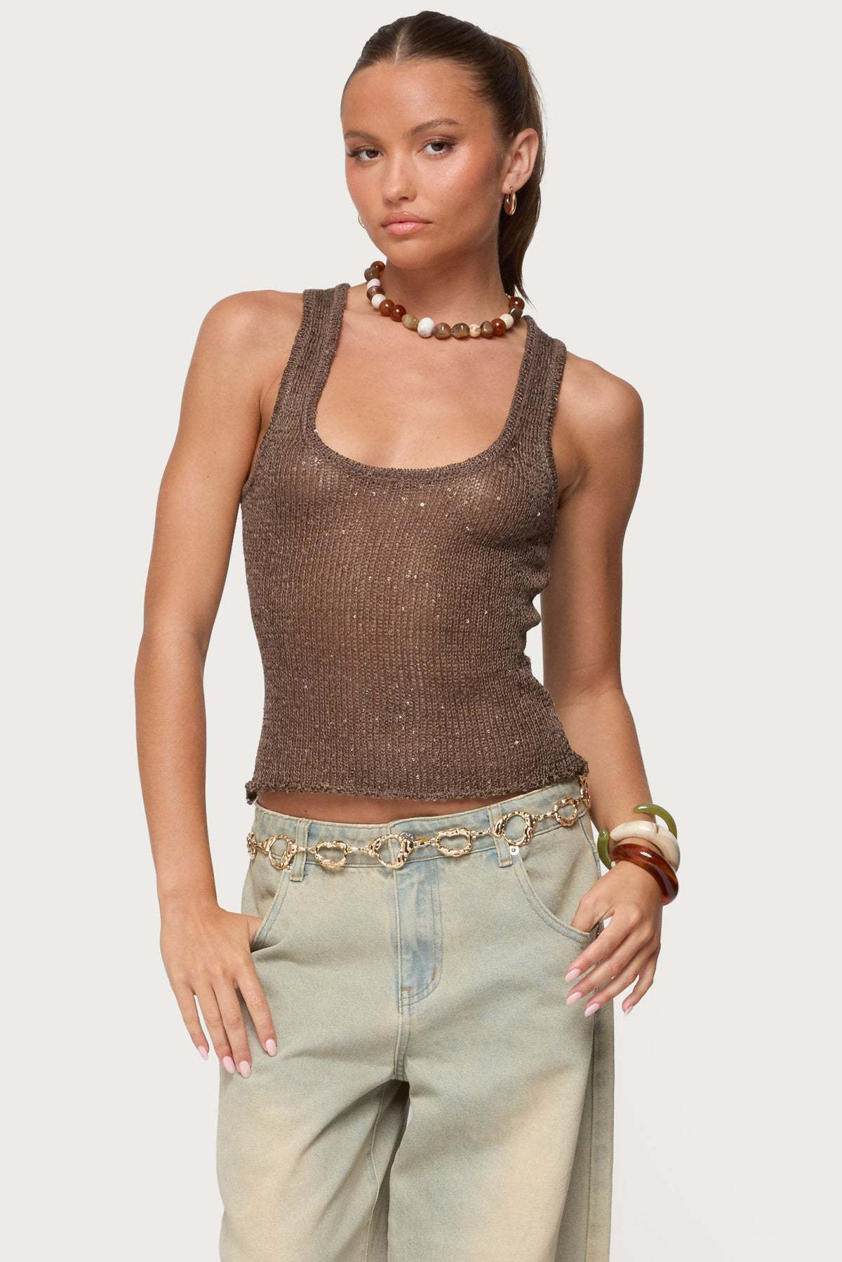 Women's Sequin Deep V-Neck Strappy Tank Top – 3 Colors S–L - Image 7
