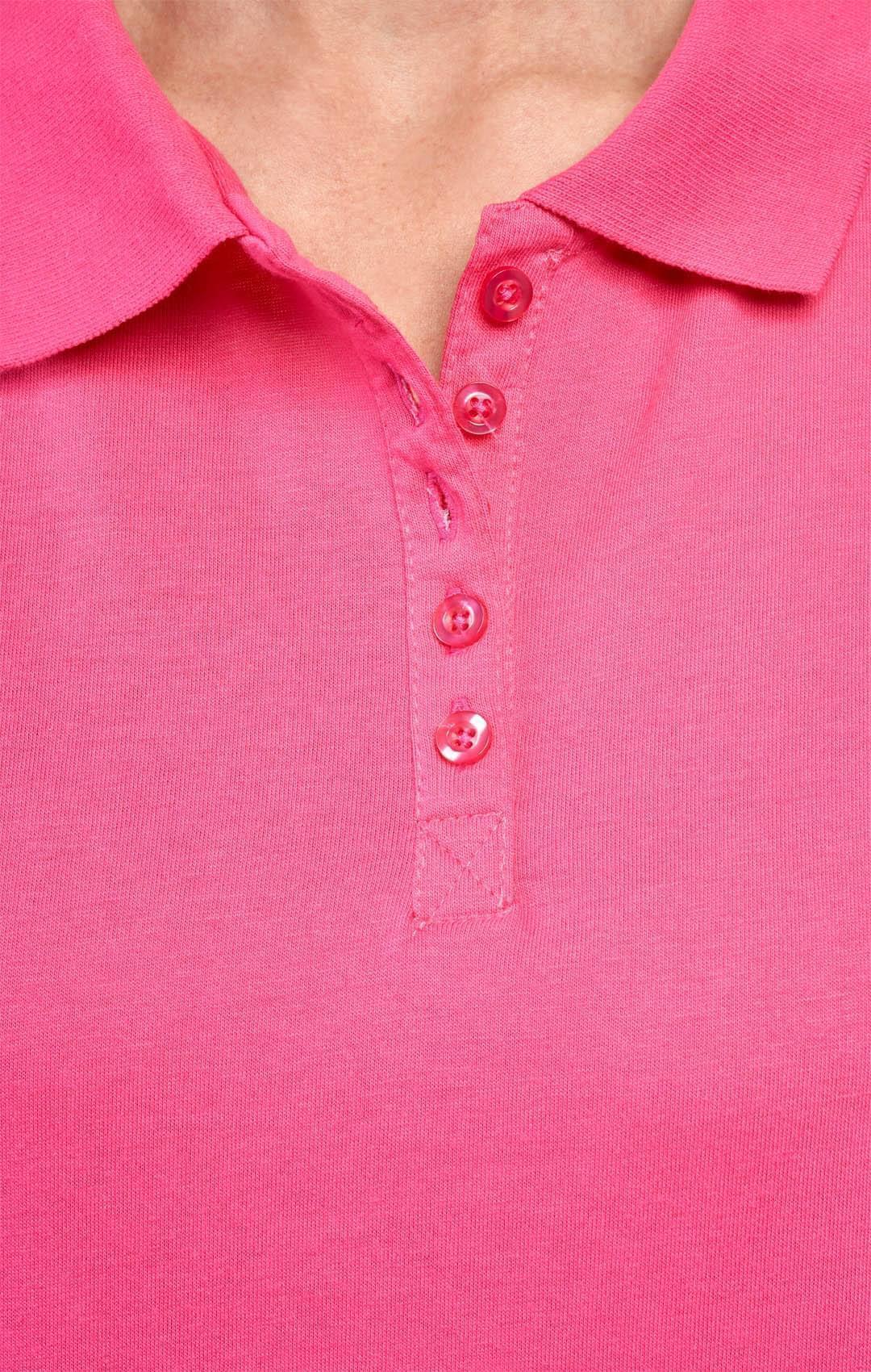 Women's Short Sleeve Pique Knit Polo Shirt in Relaxed Fit Pocketless Jersey - Image 5