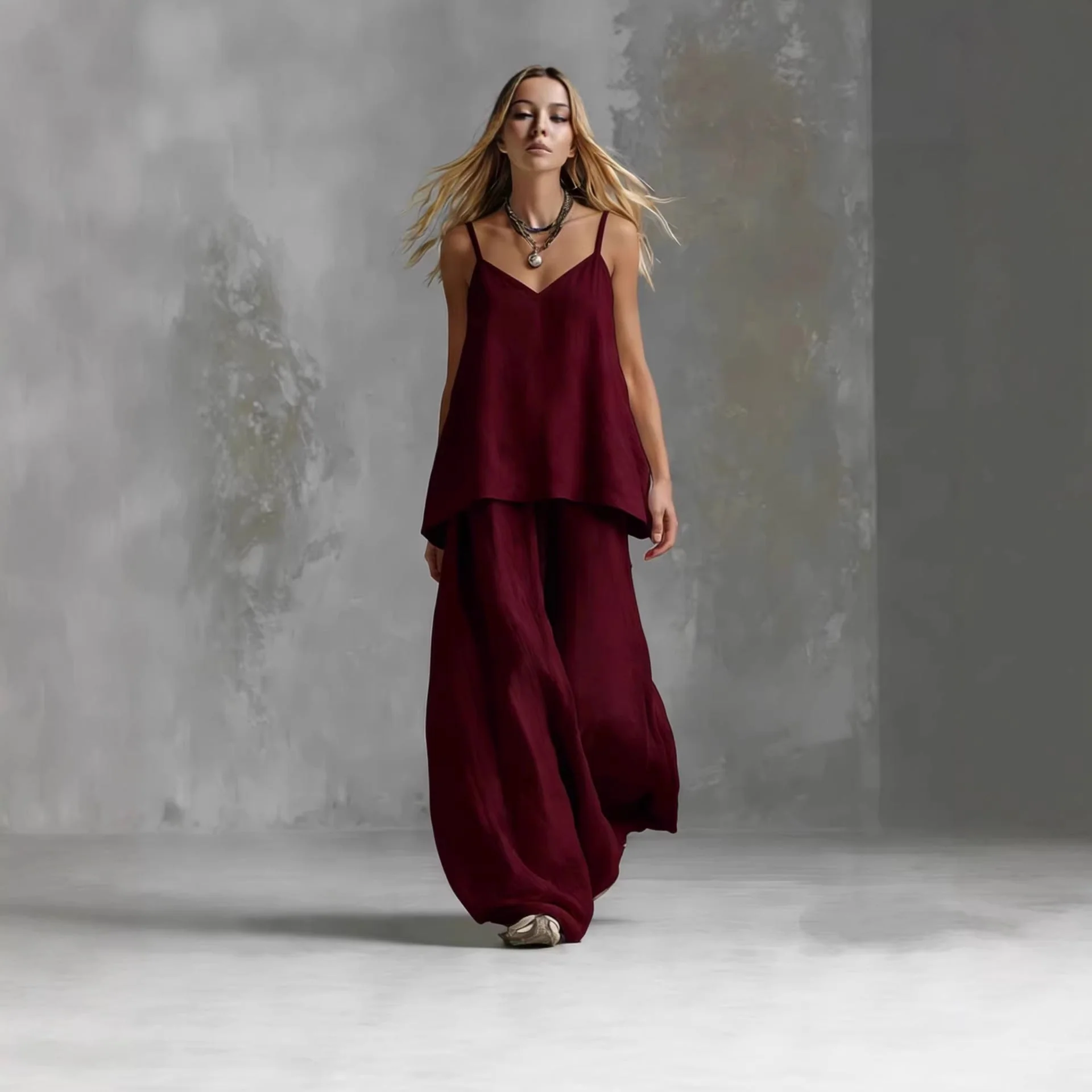 Women's Sleeveless Elegant Pantsuit – Off-Shoulder 2-Piece Suit Set - Image 3