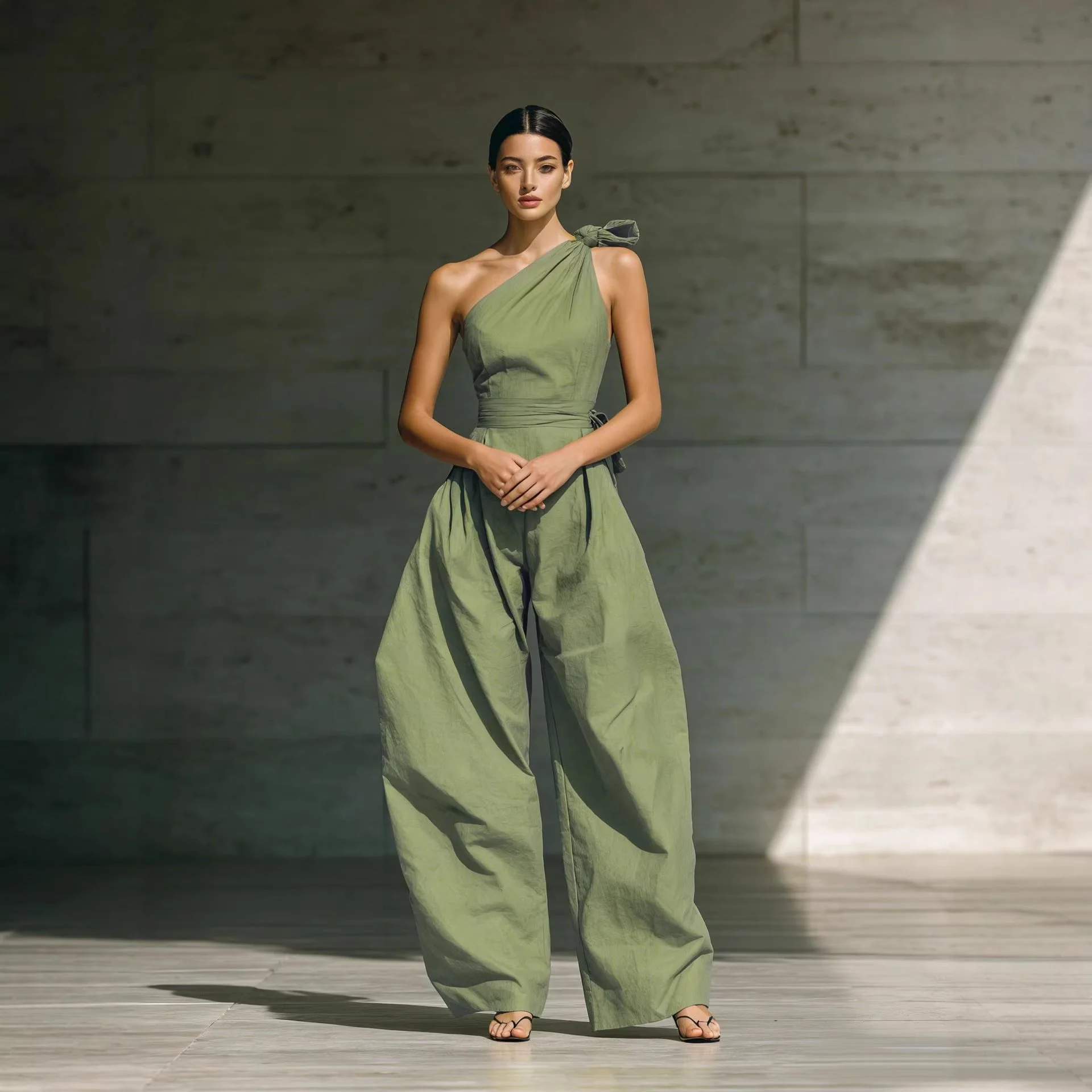 Women's Sleeveless Halter Neck Cinched Waist Slim Jumpsuit – 6 Colors S–2XL - Image 2