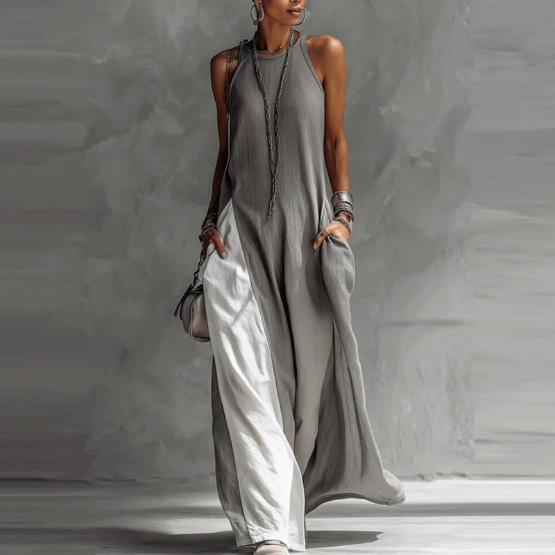 Women's Sleeveless Off-Shoulder Loose Maxi Dress with Pockets - Image 4