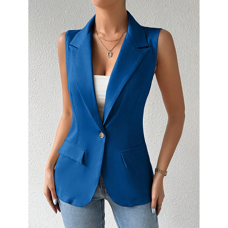 Women's Sleeveless Vest Blazer Casual Open Front Work Office Tops Jacket - Image 13