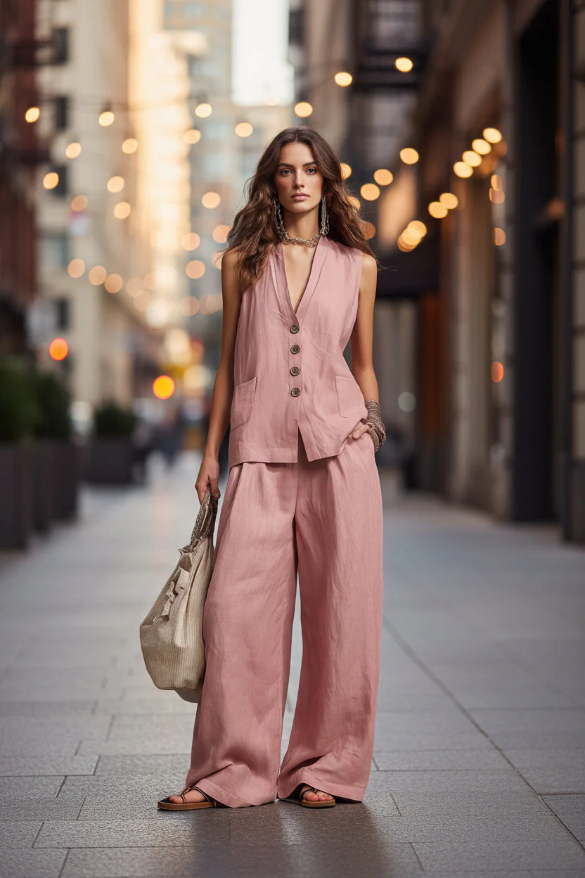 Women's Sleeveless Vest & Wide-Leg Pants Two-Piece Set – 10 Colors XS–3XL - Image 3
