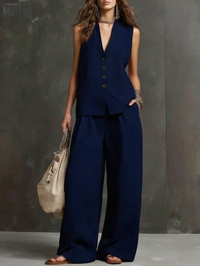 Women's Sleeveless Vest & Wide-Leg Pants Two-Piece Set – 10 Colors XS–3XL - Image 8