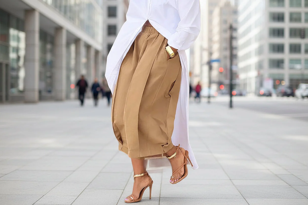 Women's Solid Color Cotton Wide Leg Cropped Pant - Image 8