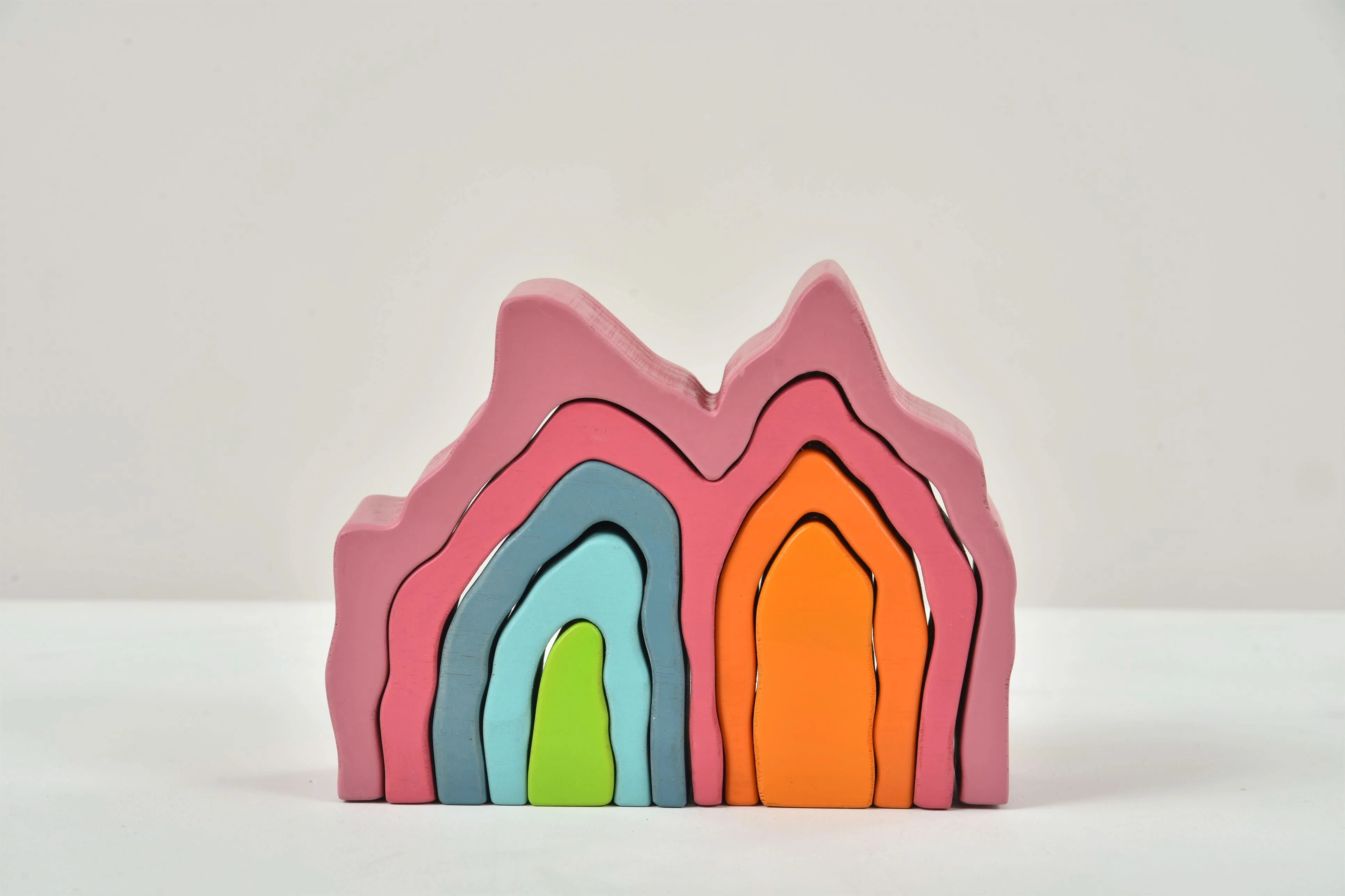 Wooden Mountain Rainbow Stacker Toy Puzzle Blocks - Image 3