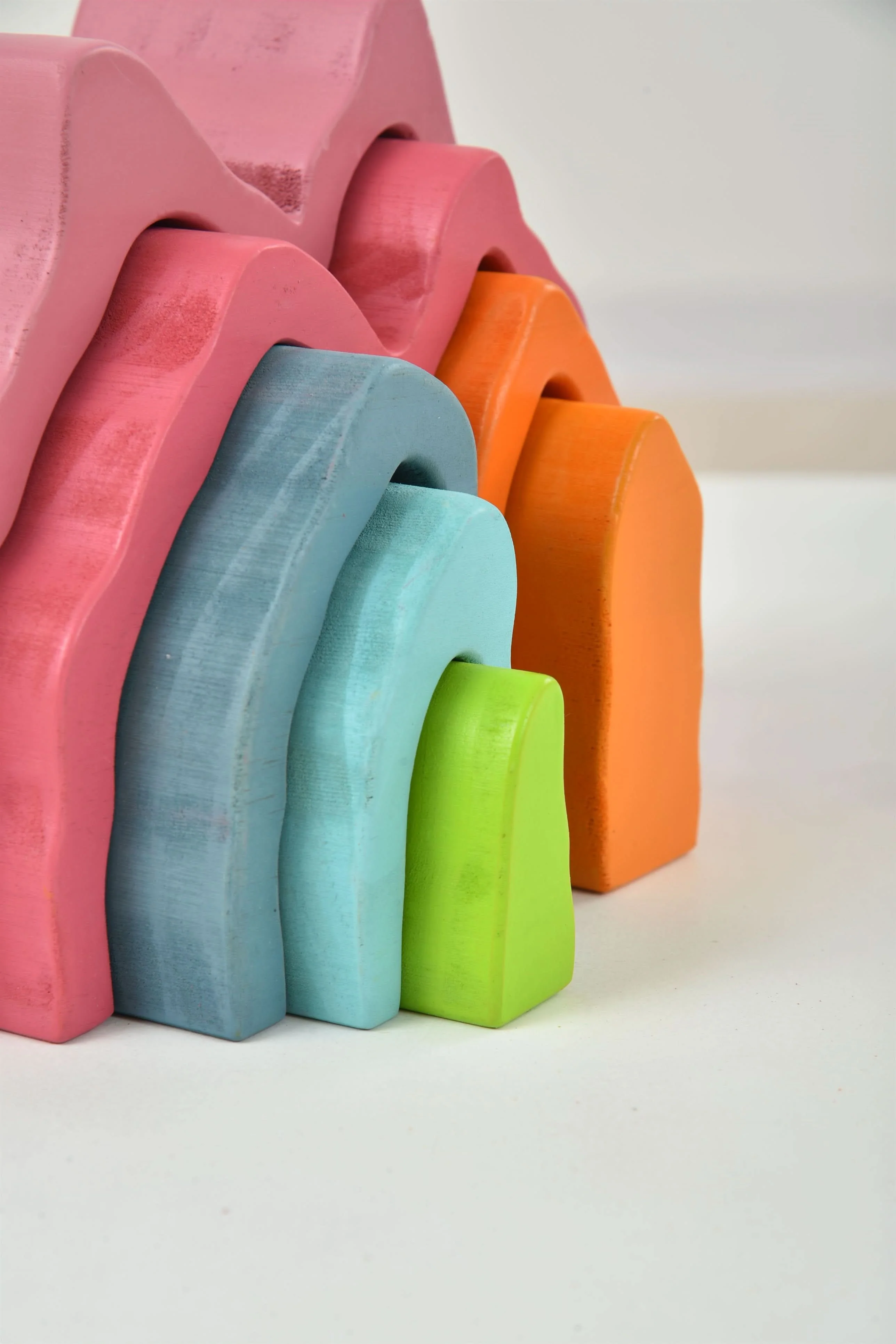 Wooden Mountain Rainbow Stacker Toy Puzzle Blocks - Image 7