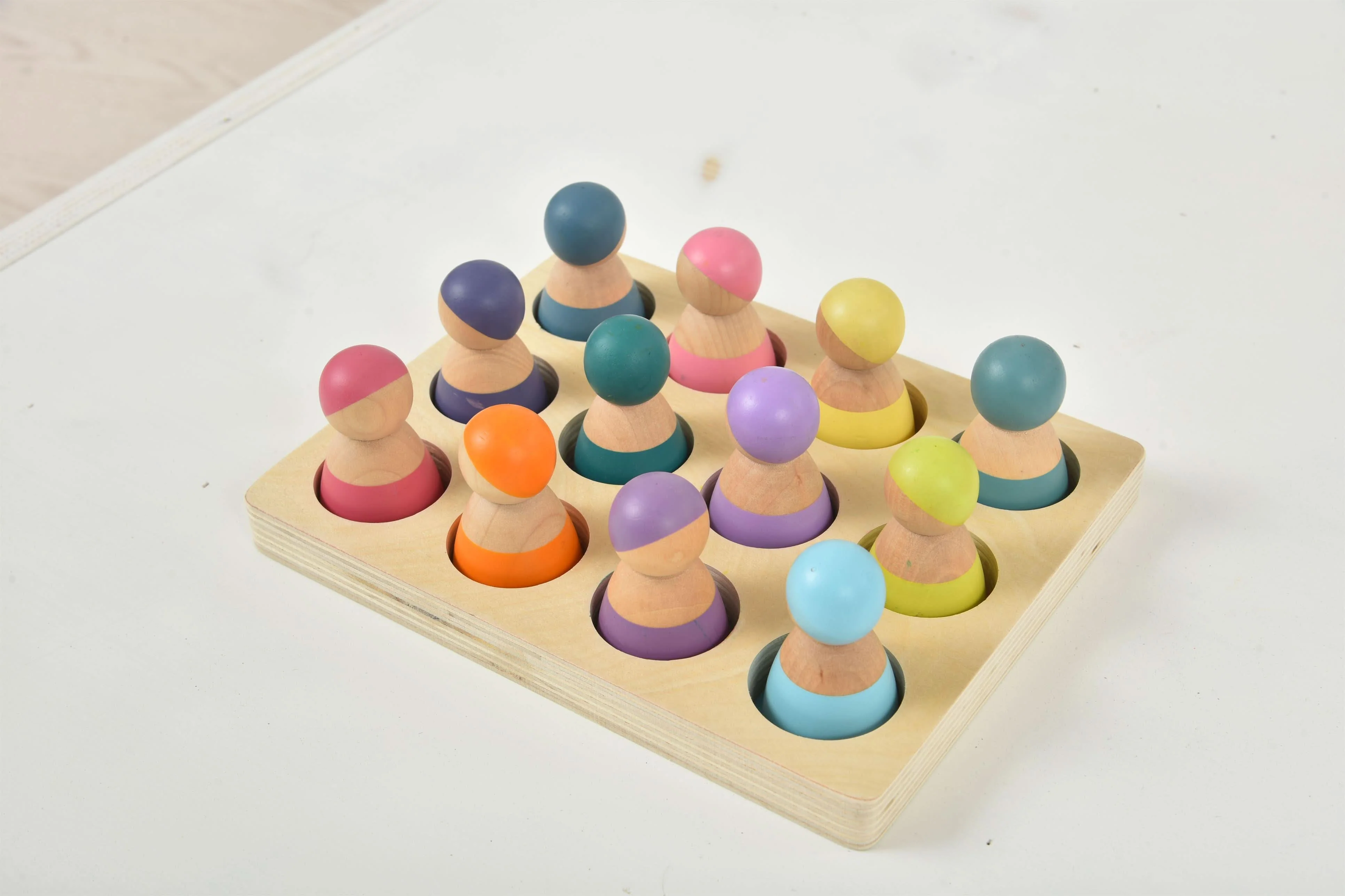 Wooden Rainbow Peg Dolls Figures 12 Piece Set - Image 8