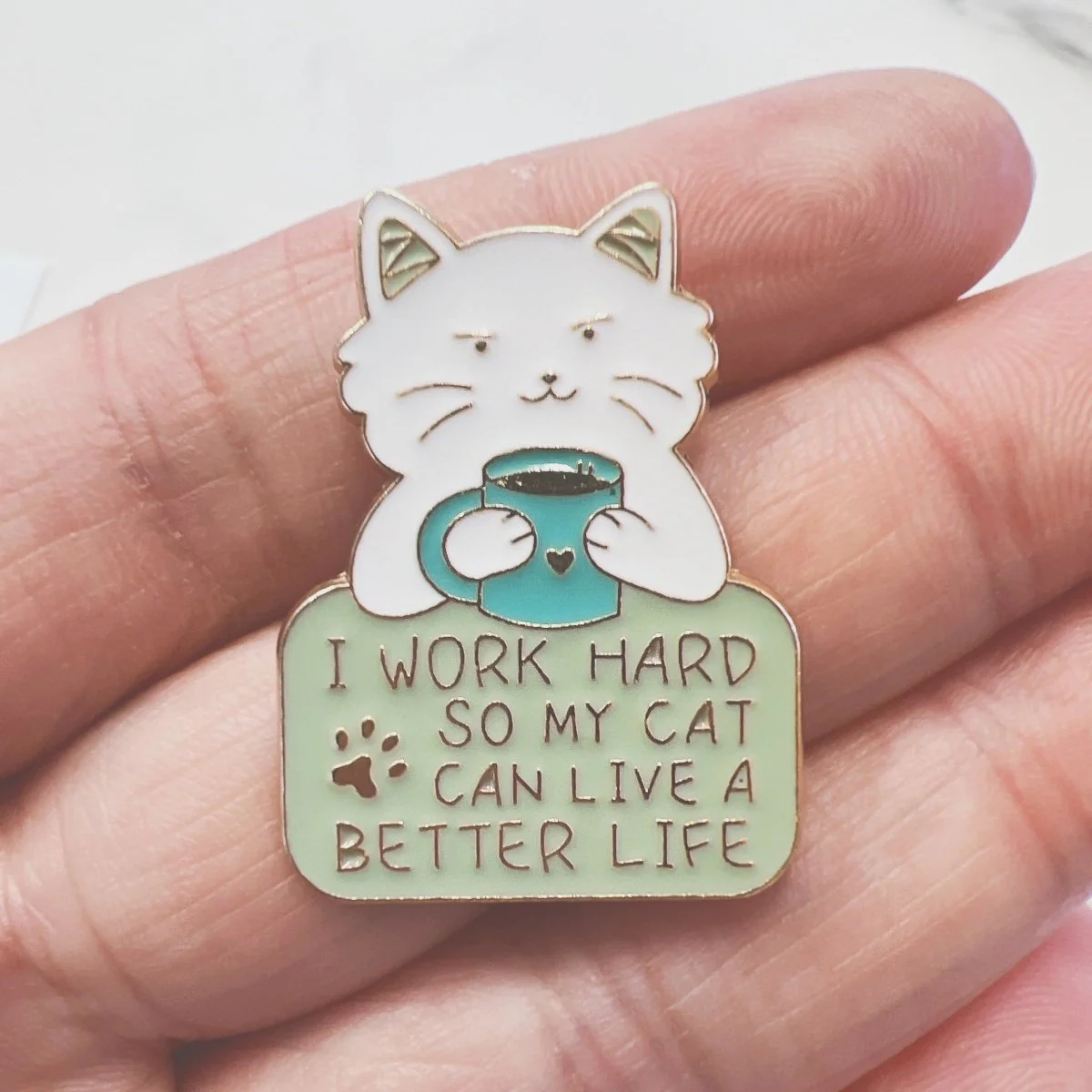 Work Hard for Cat Enamel Pin – Cute Gift for Proud Pet Owners - Image 4