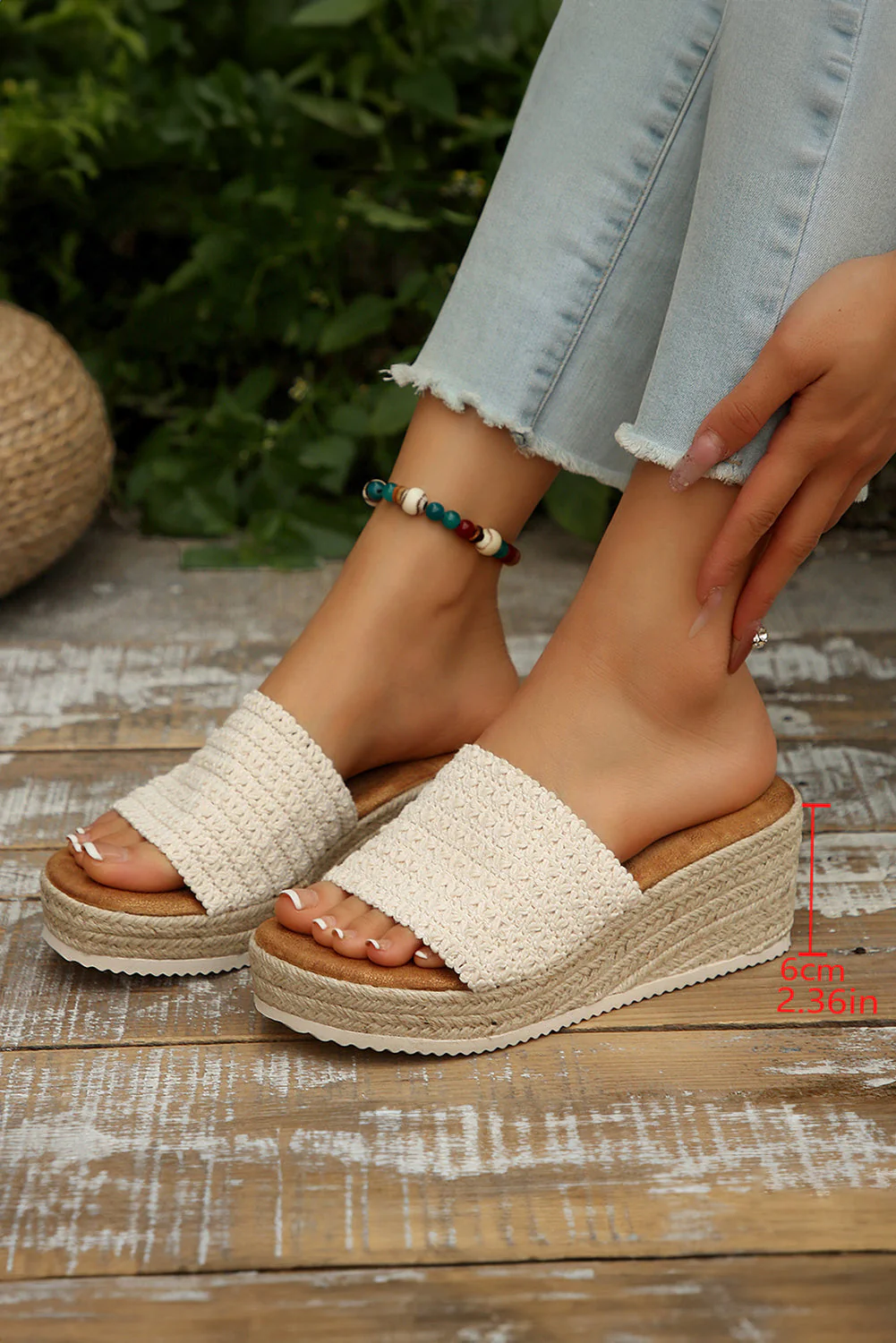 Threaded Pear Woven Wide Band Platform Slippers - Image 6