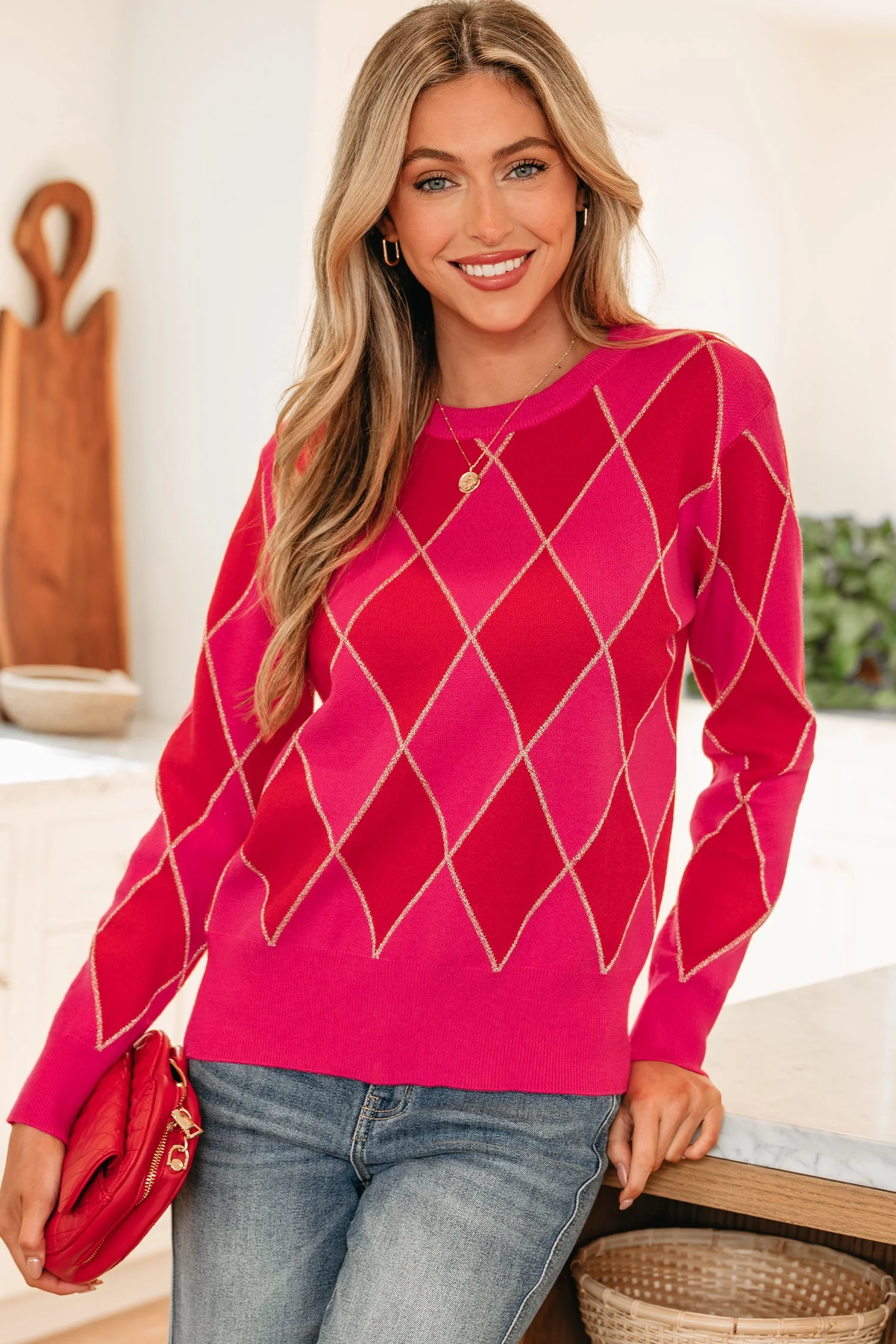 Threaded Pear Wynter Pattern Knit Casual Sweater - Image 4