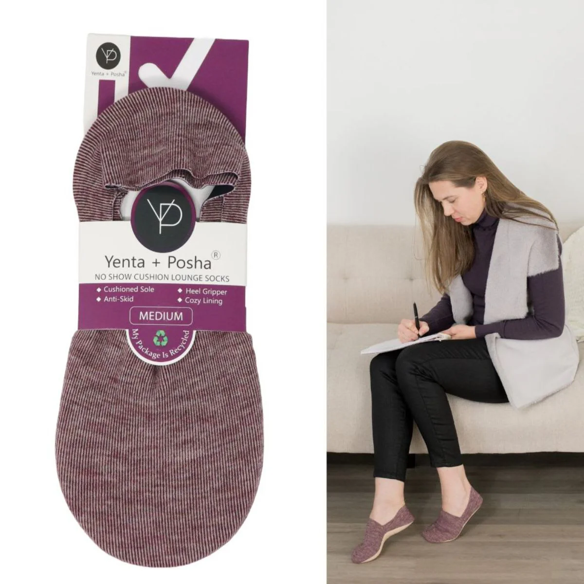 Yenta + Posha 1-Pack No Show Cushion Lounge Sock - Image 5