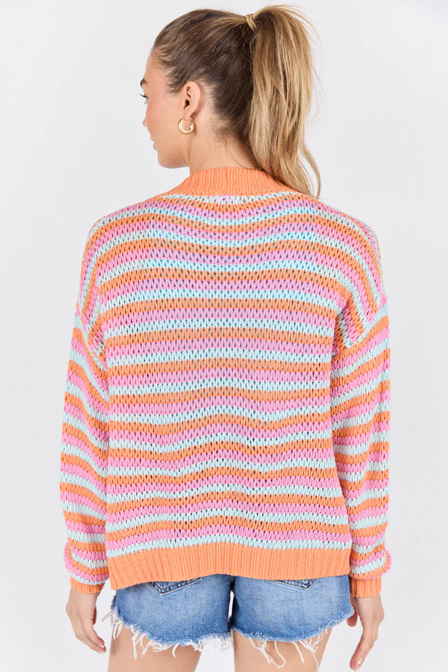 You're My Muse Pink, Orange, and Mint Multi Stripe Cardigan - Image 8
