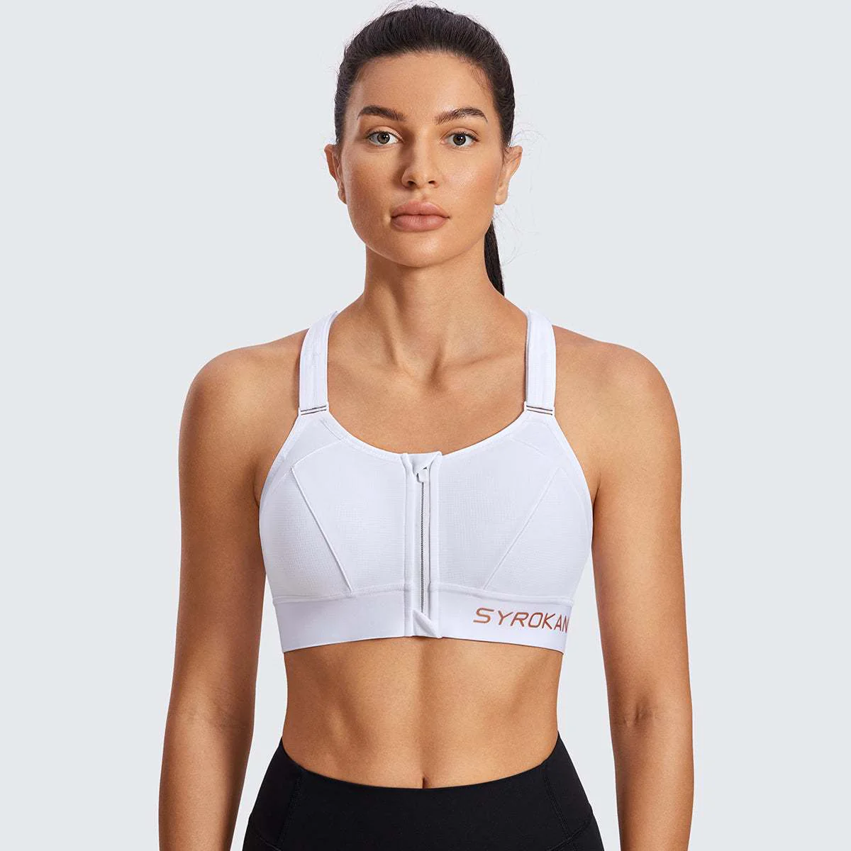 Zip Front Large Padded High Impact Sports Bra - Image 114