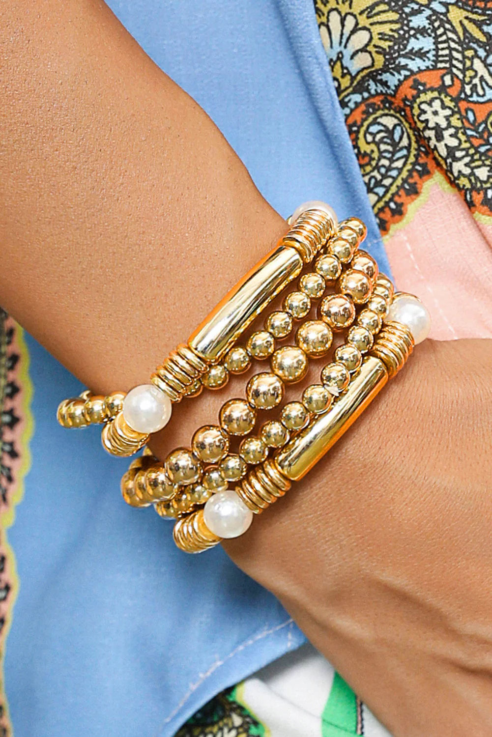 Threaded Pear Zoe Plated Beaded Bracelet Set - Image 2